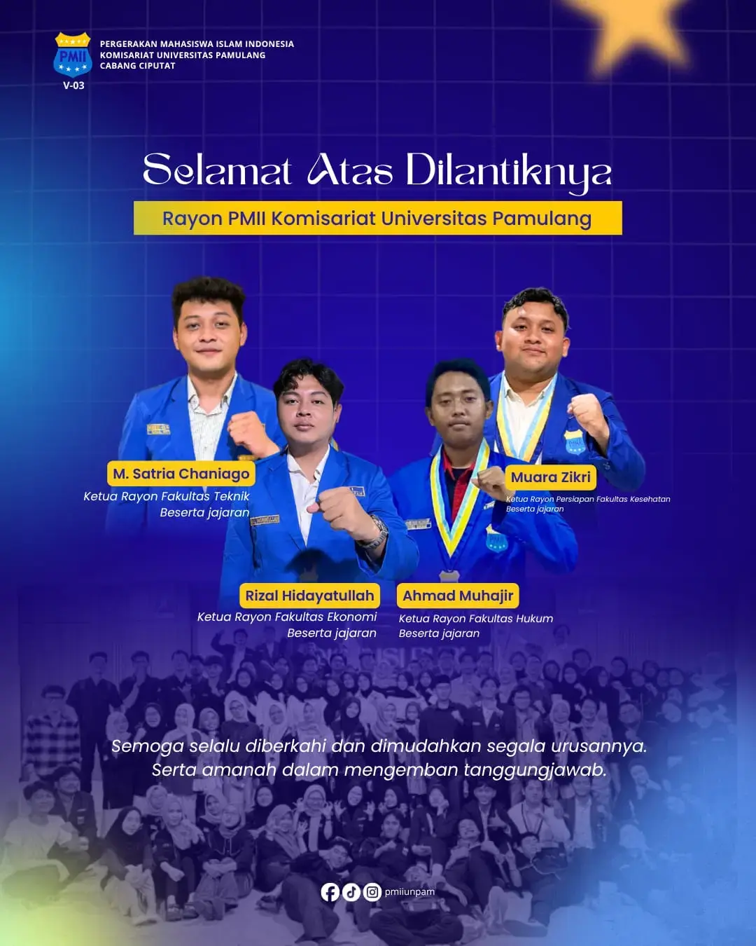 Selamat atas dilantiknya Pengurus Rayon PMII Komisariat Universitas Pamulang